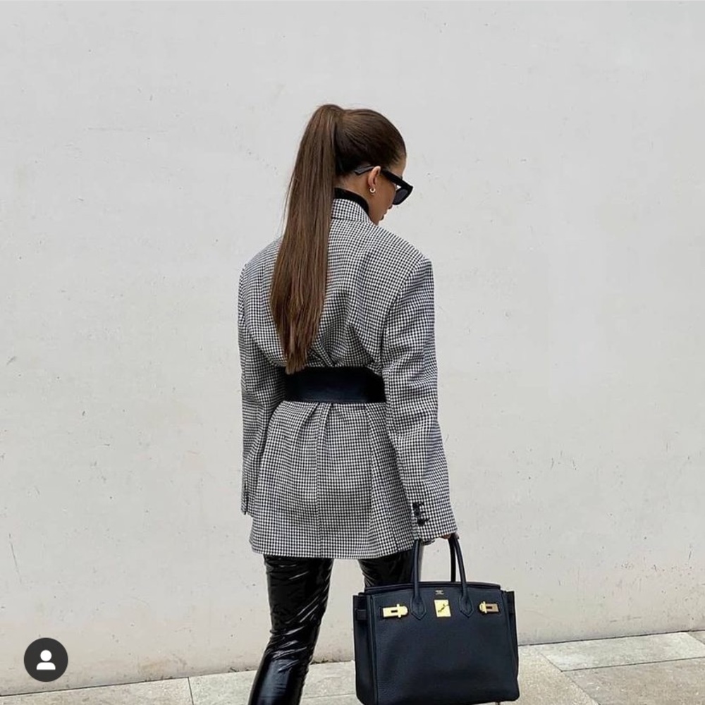 MANGO oversized houndstooth wool blend blazer blogger favorite - Picture 8 of 12